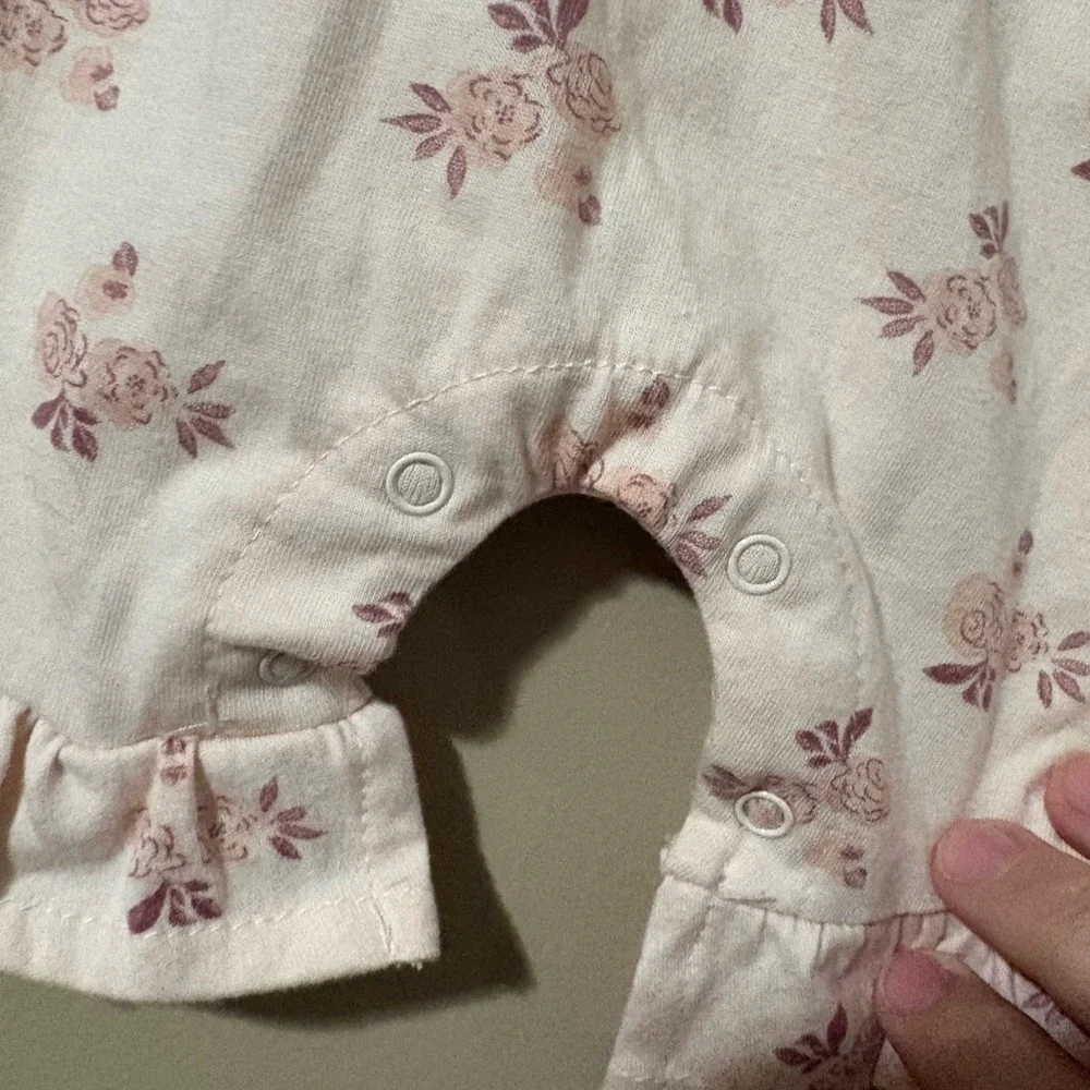 Floral Baby Romper with Ruffle Hem by Chick Pea